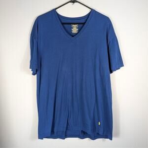 Polo Ralph Lauren V Neck T Shirt XL Blue Classic Fit Cotton Tee Yellow Pony